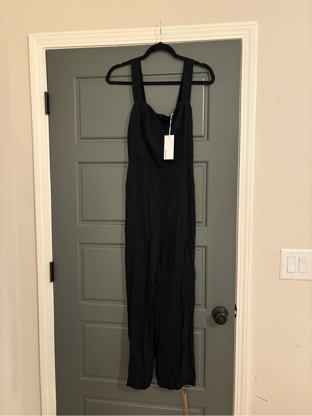 Reformation Alva Jumpsuit Black Wide Leg Linen Blend Jumpsuit  NWT Size 4